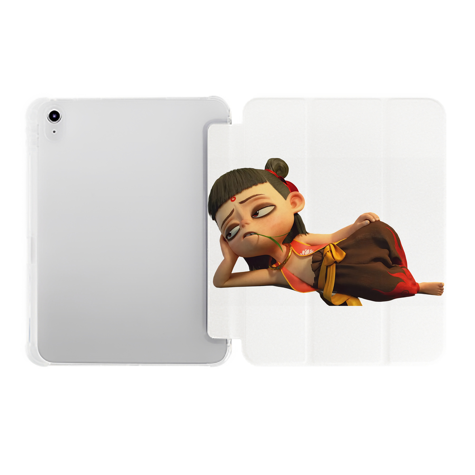 （画像用） Ne Zha 2 ナタ 魔童の大暴れ IPad ケース ペン収納付き 三つ折りスタンド PUレザー×シリコン 対応機種9.5/10.5/10.9インチ